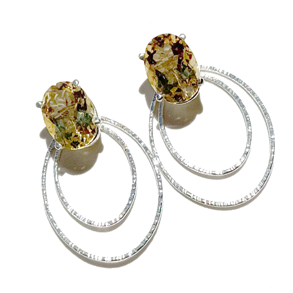12 Carat Citrine Gemstone Studs with Argentium Earring Jacket Set by MONOLISA